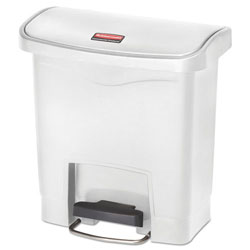 Rubbermaid Slim Jim Streamline Resin Step-On Container, Front Step Style, 4 gal, Polyethylene, White