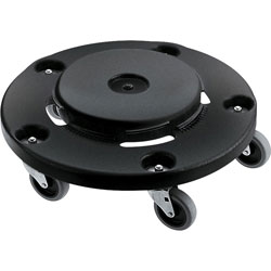 Rubbermaid Easy Twist Round Dolly, 350 lb Capacity, 5 Casters, Structural Foam, Black, 2/Carton
