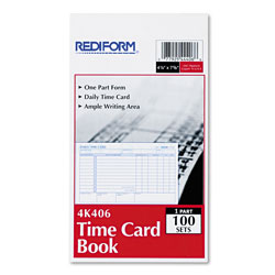 Rediform Employee Time Card, Daily, Two-Sided, 4-1/4 x 7, 100/Pad