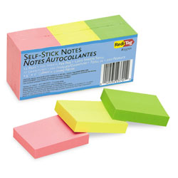 Redi-Tag/B. Thomas Enterprises Self-Stick Notes, 1 1/2 x 2, Neon, 12 100-Sheet Pads/Pack
