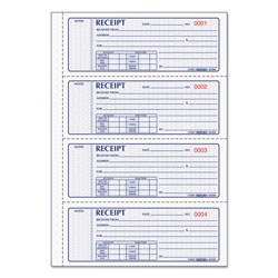 Rediform Money Receipt Book, Softcover, Three-Part Carbonless, 7 x 2.75, 4 Forms/Sheet, 100 Forms Total