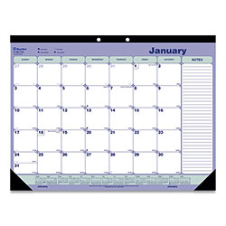 Rediform Monthly Desk Pad Calendar, 21.25 x 16, White/Blue/Green Sheets, Black Binding, Black Corners, 12-Month (Jan to Dec): 2024