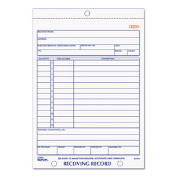 Rediform Receiving Record Book, Three-Part Carbonless, 5.56 x 7.94, 50 Forms Total