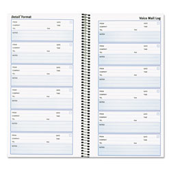 Rediform Detail Wirebound Voice Mail Log Book, One-Part (No Copies), 5 x 1.63, 6 Forms/Sheet, 600 Forms Total