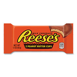 Reese's® Peanut Butter Cups Bar, Full Size, 1.5 oz Bar, 2 Cups/Bar, 36 Bars/Box