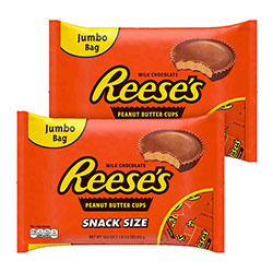 Reese's® Snack Size Peanut Butter Cups, 19.5 oz Bag, 2 Bags/Carton