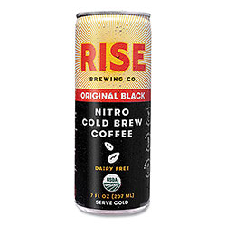 RISE Brewing Co.® Nitro Cold Brew Latte, Original Black, 7 oz Can, 12/Carton