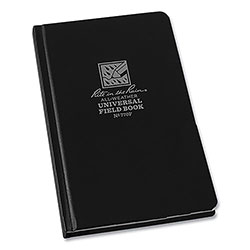 Rite in the Rain® All-Weather Hardbound Notebook, Universal: Narrow Rule and Quadrille Rule, Black Cover, (80) 7.25 x 4.38 Sheets