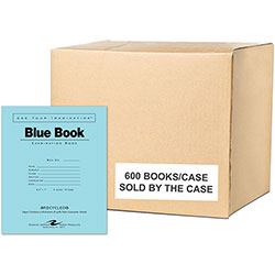 Roaring Spring Paper Blue Examination Book, 8 Sheets, 16 Pages, 8 1/2 in x 7 in, 0.04 in x 7 in x 8.5 in, White Paper, Recycled, 600/Carton