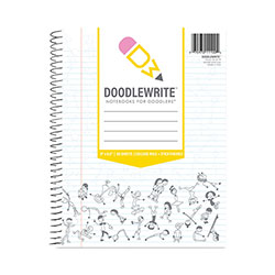Roaring Spring Paper DoodleWrite Notebooks, 1-Subject, Medium/College Rule, White Cover, (60) Sheets, 24/Carton