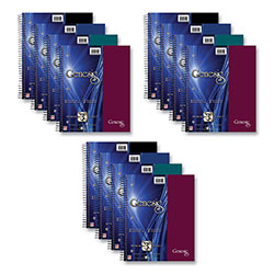 Roaring Spring Paper Genesis Notebook, 3-Subject, Medium/College Rule, Randomly Asst Cover Color, (150) 11x9 Sheets, 12/CT