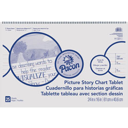 Roselle Paper Picture Story Chart Tablet, 24 in x 16 in, Ruled Pages, 20 Sheets