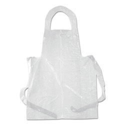 Boardwalk Poly Apron, White, 28 in. x 55 in., 1 mil., One Size Fits All, 100/Pack