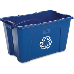 Rubbermaid 18-gallon Recycling Box, 18 gal Capacity, Blue, 6/Carton