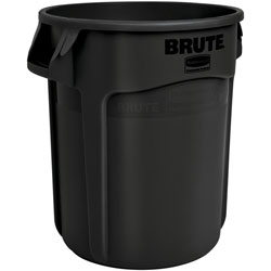 Rubbermaid Brute 55-gallon Container - 33 in, x 26.4 in Diameter - Resin - Black - 3 / Pack