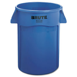 Rubbermaid Brute Vented Trash Receptacle, Round, 44 gal, Blue