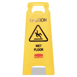 Rubbermaid Caution Wet Floor Floor Sign, Plastic, 11 x 12 x 25, Bright Yellow (RCP611277YW)