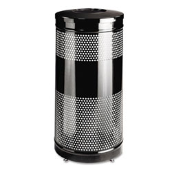 Rubbermaid Classics Perforated Open Top Receptacle, Round, Steel, 25gal, Black (RCPS3ETBK)