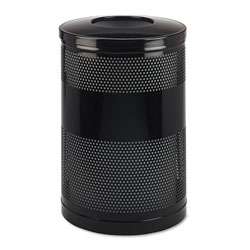 Rubbermaid Classics Perforated Open Top Receptacle, Round, Steel, 51 gal, Black