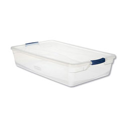 Rubbermaid Clever Store Basic Latch-Lid Container, 17 3/4w x 29d x 6 1/8h, 41qt, Clear