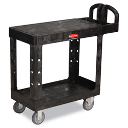 Rubbermaid Flat Shelf Utility Cart, Two-Shelf, 19.19w x 37.88d x 33.33h, Black (RCP4505BLA)