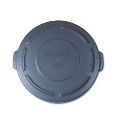 Rubbermaid Flat Top Lid for 20 gal Round BRUTE Containers, 19.88 in diameter, Gray