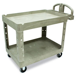 Rubbermaid Heavy Duty 2 Shelf Utility Cart, Structural Foam, 26w x 45d x 33h, Beige
