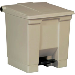 Rubbermaid Indoor Utility Step-On Waste Container, Square, Plastic, 8 gal, Beige