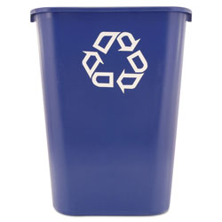 Rubbermaid Large Deskside Recycle Container w/Symbol, Rectangular, Plastic, 41.25qt, Blue