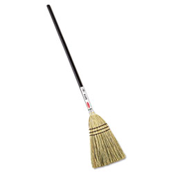 Rubbermaid Lobby Corn-Fill Broom, 28 in Handle, 38 in Overall Length, Brown