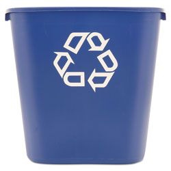 Rubbermaid Medium Deskside Recycling Container, Rectangular, Plastic, 28.13 qt, Blue