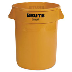 Rubbermaid Round Brute Container, Plastic, 32 gal, Yellow (640-2632-YEL)