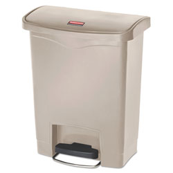 Rubbermaid Streamline Resin Step-On Container, Front Step Style, 8 gal, Polyethylene, Beige