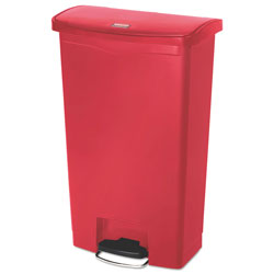 Rubbermaid Streamline Resin Step-On Container, Front Step Style, 18 gal, Polyethylene, Red