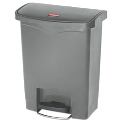 Rubbermaid Slim Jim Resin Step-On Container, Front Step Style, 8 gal, Gray (RCP1883600)