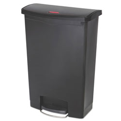 Rubbermaid Streamline Resin Step-On Container, Front Step Style, 24 gal, Polyethylene, Black