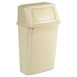 Rubbermaid Slim Jim Wall-Mounted Container, 15 gal, Plastic, Beige