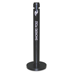 Rubbermaid Smoker's Pole, Round, Steel, 0.9 gal, Black