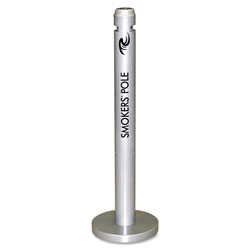 Rubbermaid Smoker's Pole, Round, Steel, 0.9 gal, Silver