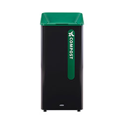 Rubbermaid Sustain Decorative Refuse with Recycling Lid, 23 gal, Metal/Plastic, Black/Green