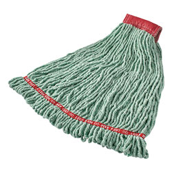 Rubbermaid Web Foot Shrinkless Looped-End Wet Mop Head, Cotton/Synthetic, Large, Green, 5 in Red Headband
