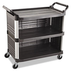 Rubbermaid Xtra Utility Cart, 300-lb Capacity, Three-Shelf, 20w x 40.63d x 37.8h, Black (4093BK)