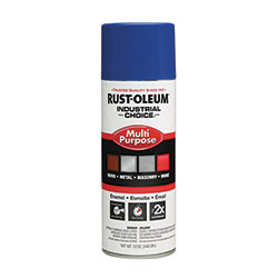 Rust-Oleum Industrial Choice 1600 System Multi-Purpose Enamel Spray Paint, Flat Safety Blue, 12 oz Aerosol Can, 6/Carton