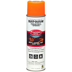Rust-Oleum Industrial Choice Precision Line Marking Paint, Flat Fluorescent Orange, 17 oz Aerosol Can, 12/Carton