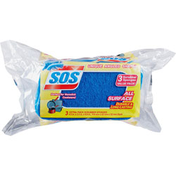S.O.S. Scrubber Sponge, All Surface, 3/Pack, Blue