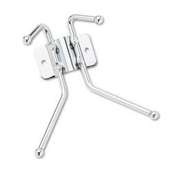 Safco Metal Wall Rack, Two Ball-Tipped Double-Hooks, 6.5w x 3d x 7h, Chrome Metal