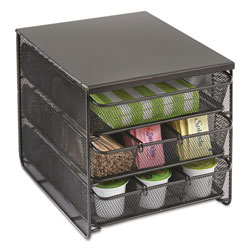 Safco 3 Drawer Hospitality Organizer, 7 Compartments, 11 1/2w x 8 1/4d x 8 1/4h, Bk