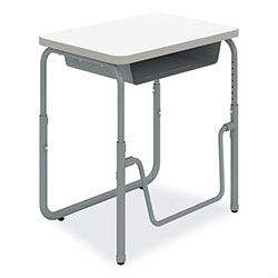 Safco AlphaBetter 2.0 Height-Adjust Student Desk with Pendulum Bar, 27.75 x 19.75 x 22 to 30, Dry Erase