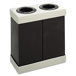 Safco At-Your-Disposal Recycling Center, Polyethylene, Two 56 gal Bins, Black