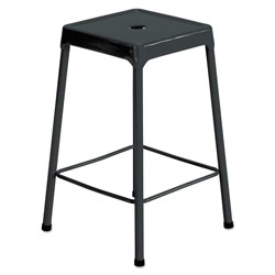 Safco Counter-Height Steel Stool, 25 in Seat Height, Supports up to 250 lbs., Black Seat/Black Back, Black Base